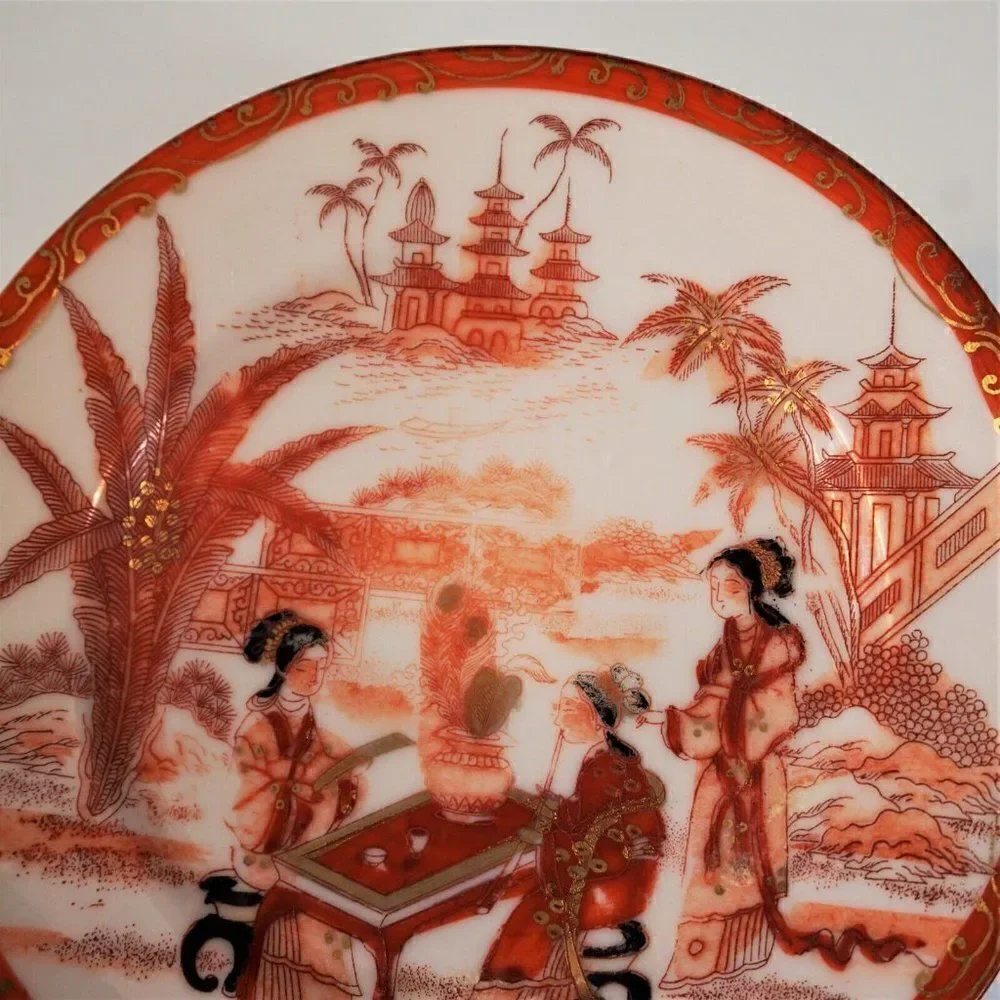 Fukagawa Porcelain Plate Vintage Japanese Tea Ceremony
